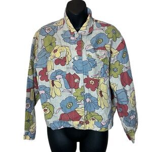 Monterey bay 100% hemp abstract floral bloomcore long sleeve button up small